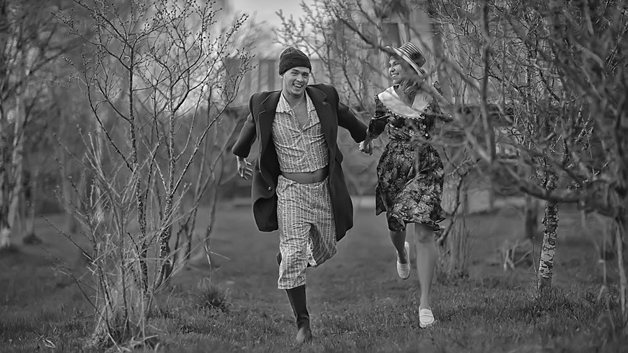 Noir look — high-contrast film noir black and white