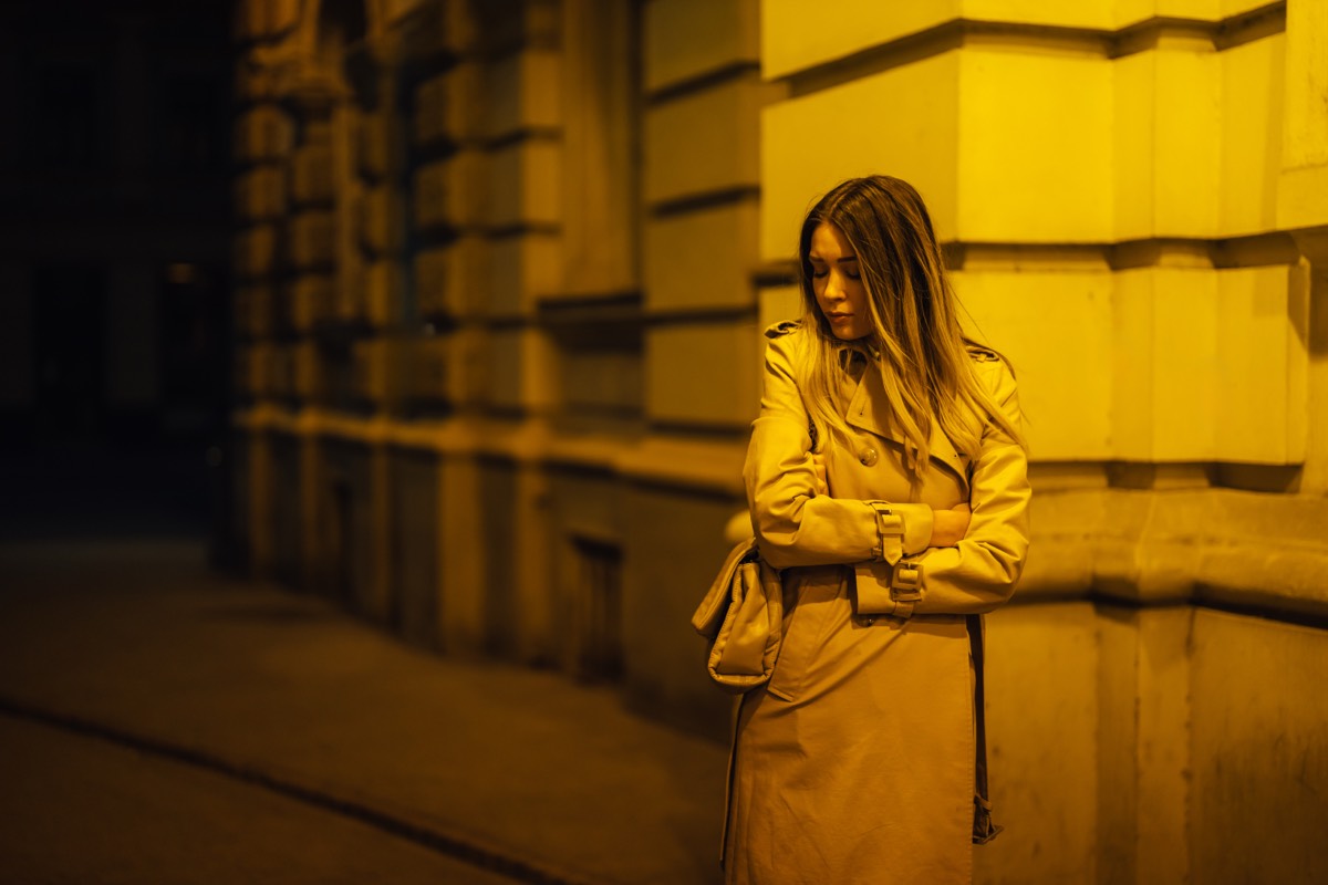 A woman walking city streets